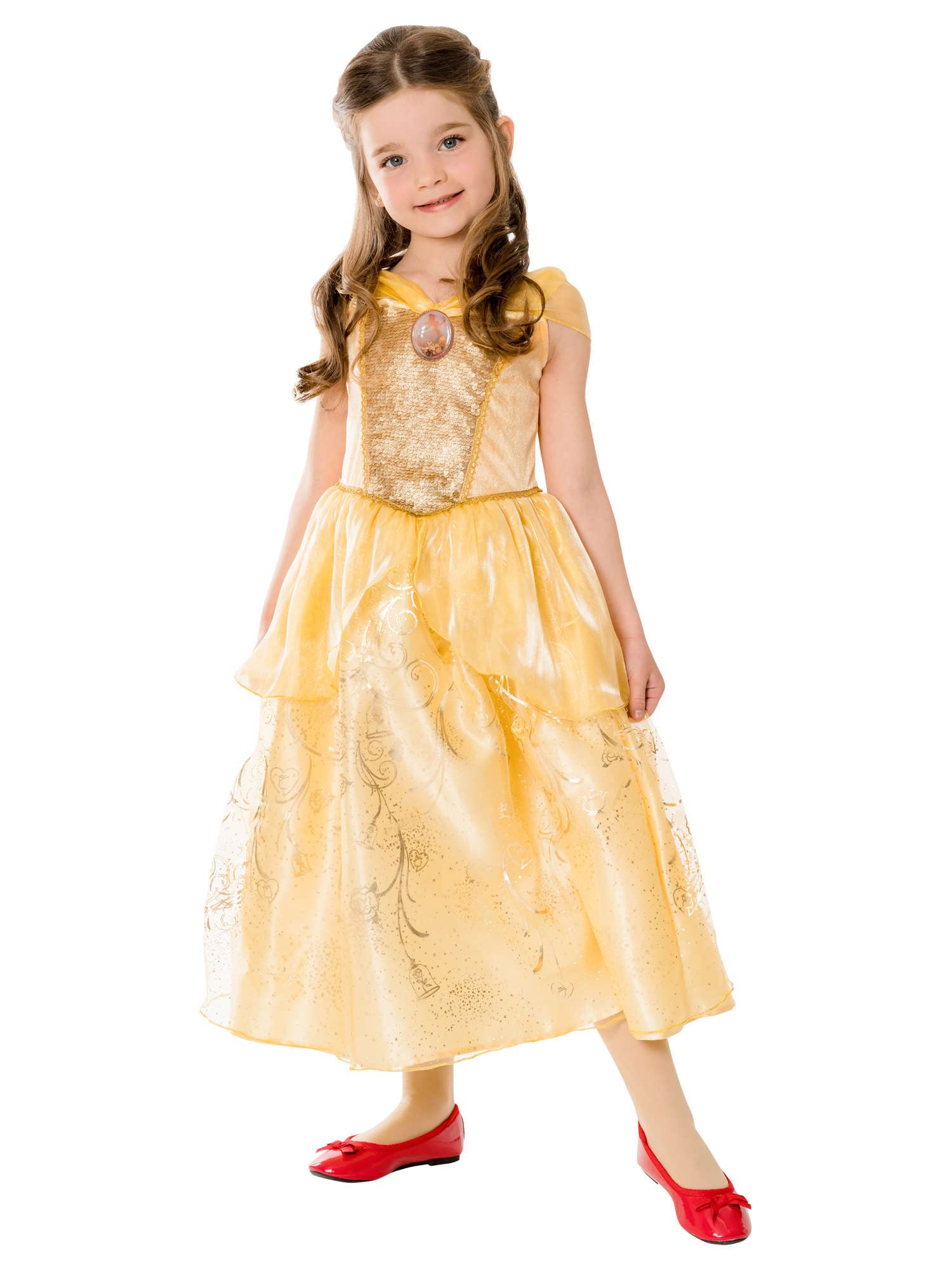 Rubies Official Disney Ultimate Princess Deluxe Belle Girls Costume, Kids Fancy Dress Costume, Multi, S UK