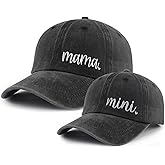 Goyklrb 2PCS Mama and Mini Matching Baseball Cap for Mom Kids, Funny Adjustable Leather Patch Parent-Child Hat