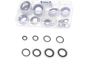 pinflaw Pack-30 Car Air Conditioning Compressor Repair Gasket Combination Set, 8 SPECs High Temperature Resistant Flexible Washer, Cooling Pump Seal Ring with Storage Box, Universal for Cars (Black)