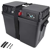 TIPHOPE 12V Battery Box Outdoor Portable Marine Battery Box Multi-Function Marine Smart Battery Box with Circuit Breaker for RV Marine Camping Trolling Motor-Waterproof