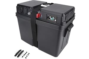 TIPHOPE 12V RV Battery Box Outdoor Waterproof Trolling Motor Battery Box Multi-Function Portable Marine Smart Battery Box wit