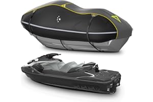 LI LIBZAKI LIBZAKI Jet Ski Cover PWC Cover 2-3 Seats Heavy Duty Waterproof 600D UV Resistant Fits for Yamaha Sea-Doo Kawasaki up to 112~135" Gray/Black