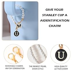 LUHOHI Letter Charm for Stanley Cup，Pearl Chain