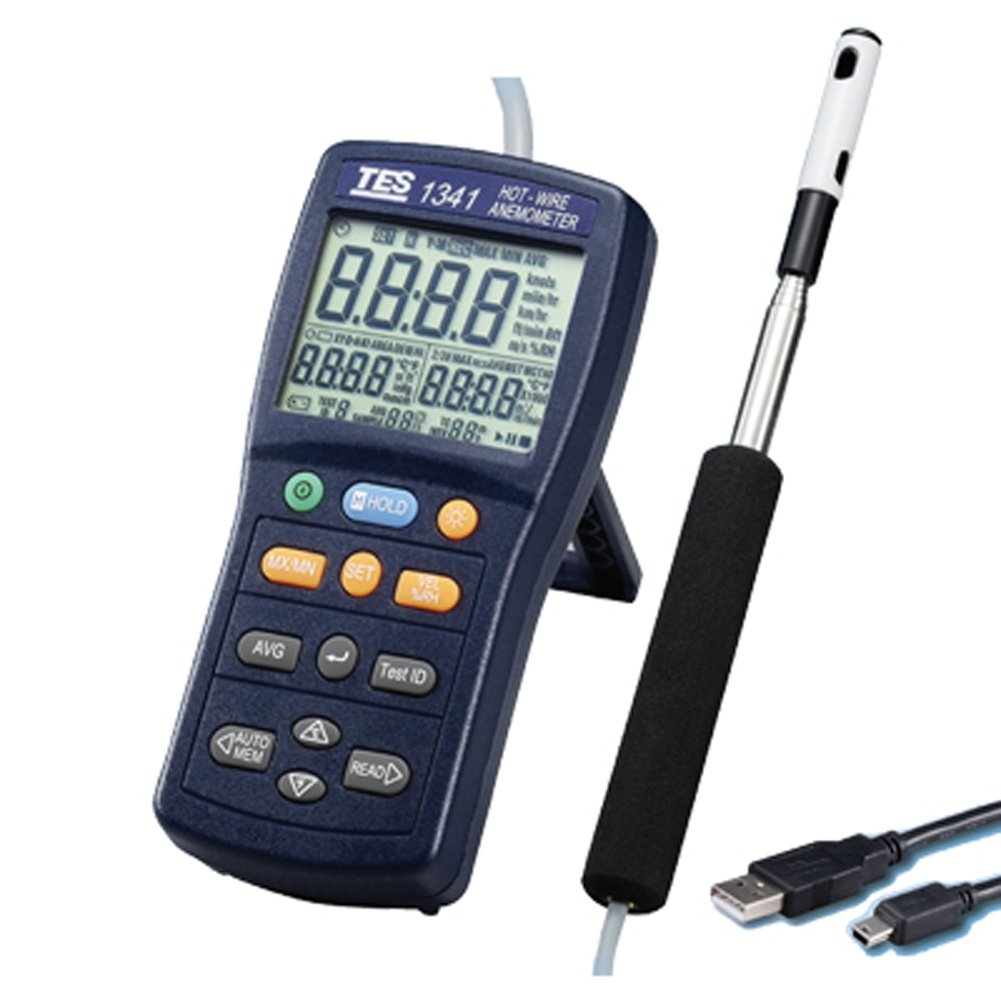 TES Instruments TES1341 HotWire Anemometer, Data Logging Industrial & Scientific