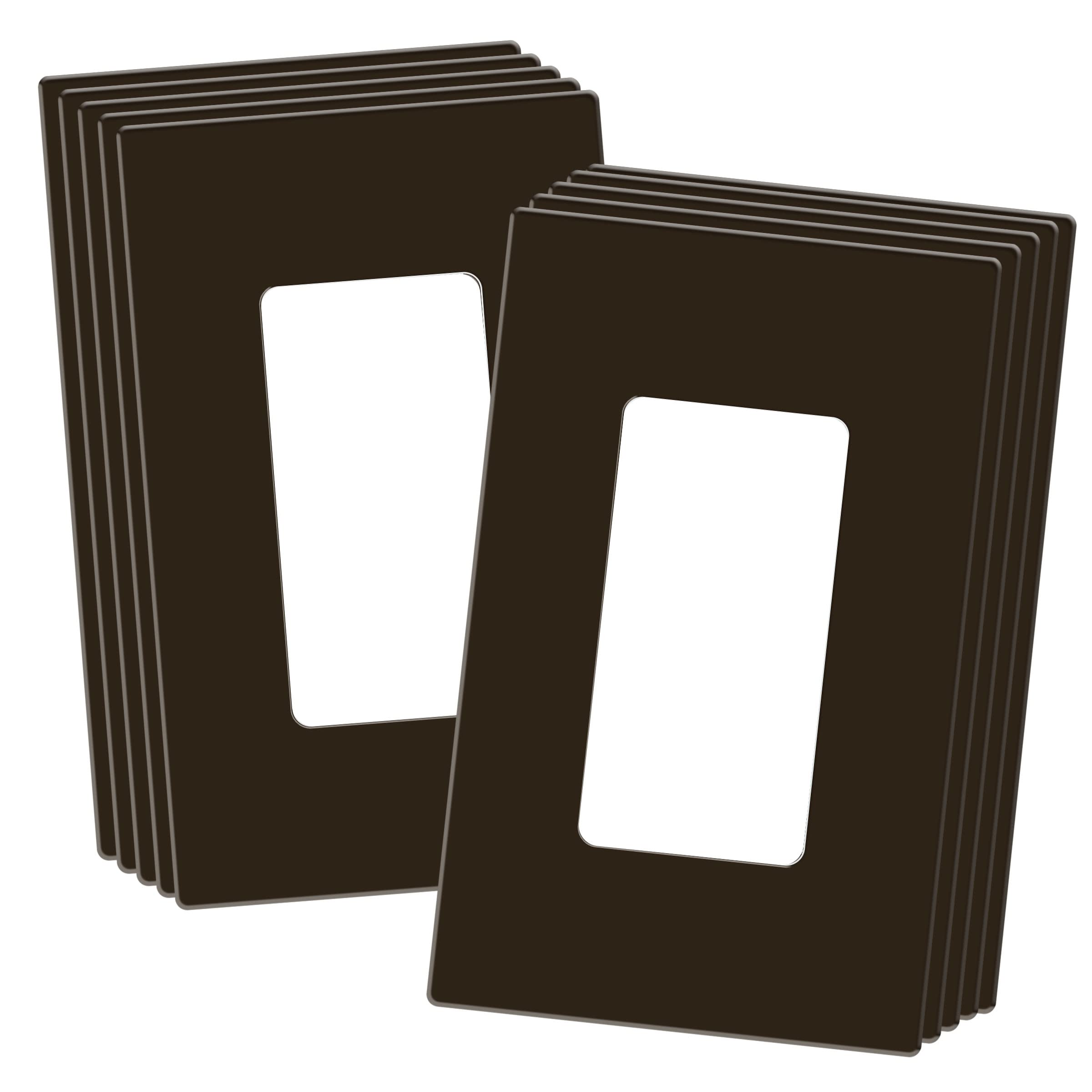 ENERLITES Screwless Decorator Wall Plate Child Safe Outlet Cover, Size 1-Gang 4.68" H x 2.93" L, Unbreakable Polycarbonate Thermoplastic, SI8831-BR-10PCS, Glossy, Brown (10 Pack)