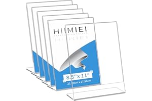 HIIMIEI Acrylic Slant Sign Holder 8.5x11 6 Pack, Plastic Table Menu Display Stand Holder, Plexi Single Ad Frame for Restaurants,Hotels,Stores
