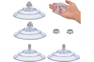 AccEncyc Upgraded Large Suction Cup with Screws 3.4"/85mm Plastic Suction Pads 4 Pack Clear PVC Sucker Pads with M8 Screw Nut