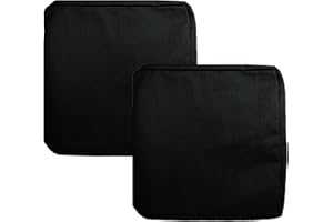 FLYMEI Patio Cushion Covers 20x20x2 Waterproof Outdoor Cushion Cover Replacement 2Packs Outdoor Seat Cushion Slipcover for Rattan Chair Sofa, Black