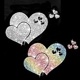 2PCS Sparkling Love Self-Adhesive PVC Rainbow Glittery Decal Sticker for Cars, Laptops, Trucks, Motorcycles Wall Window Luggage Scratch Cover Door Multi-Surface Decor Sticker