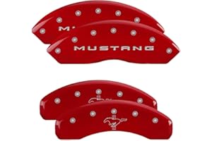 MGP Caliper Covers 10204SMB2RD Red Powder Coat Finish '2015/Mustang-EngravedRear' Engraved Caliper Cover with Silver Characte