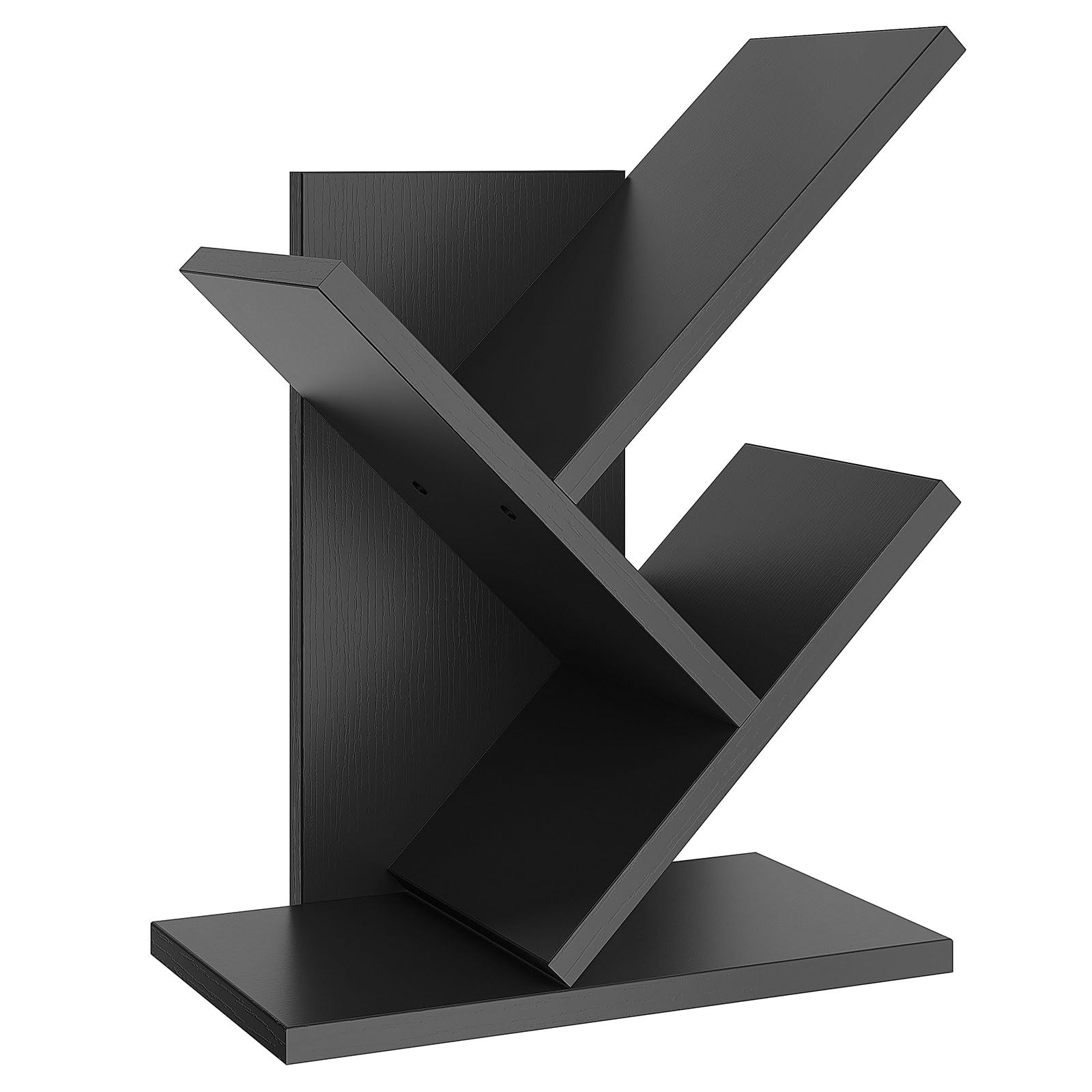 YMYNY 2 Tier Tree Bookshelf, Small Bookcase, Modern Wood Book Storage Rack Organizer, Freestanding Book Shelf for Books/Movies/CDs, Display Rack for Bedroom, Home Office, Black HBC012B