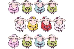 SUPVOX 50pcs Cartoon Sheep Decorative Buttons for Sewing Knitting DIY Crafts White Base Colorful Small