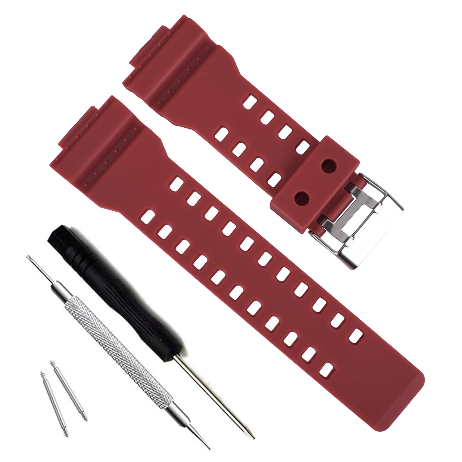 Natural Resin Replacement Watch Band Strap for Casio Mens G-Shock GD120/GA-100/GA-110/GA-100C (Red)