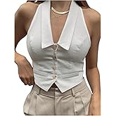 OYOANGLE Button Down Shirt Women Crop Top 2025 Sleeveless Crop Vest Tank Top Casual Work