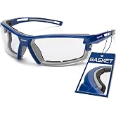 GENYED Safety Glasses ANSI Z87+ with Removable Foam Gasket, Clear Lens, Anti-Fog, Scratch-Resistant, UV400 Wraparound Protective Eyewear for Work, Construction &amp; DIY