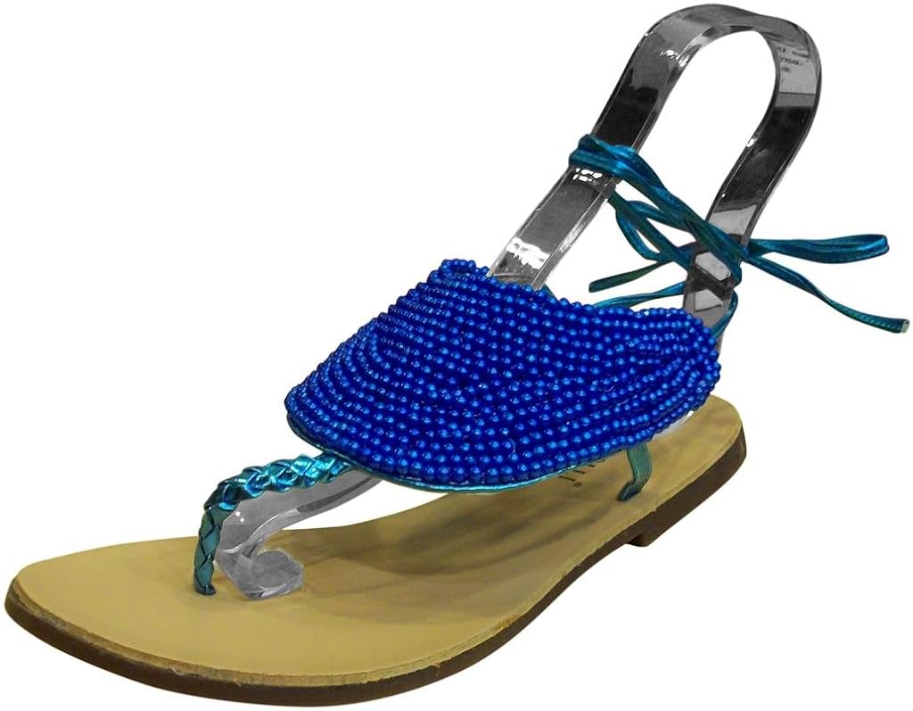 Amazon.com | Rasolli Women's S/3730 Turquoise Comfy Flat Tie Up Sandals-8 | Flats