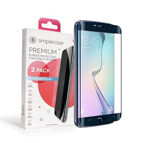 Simplecase Panzerglas passend zu Samsung Galaxy S6 Edge , FULL SCREEN Premium Displayschutz , 100% Abdeckung , Optimaler Schu