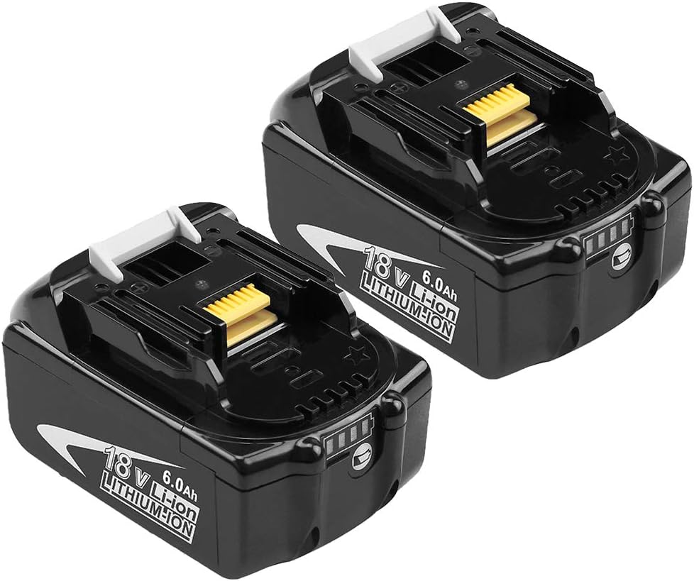 18V 6.0Ah BL1860B Replacement for Makita Lithium-ion Battery BL1860 BL1850 BL1845 BL1840 BL1830 BL1820 BL1815 LXT400 194204-5,2-Pack