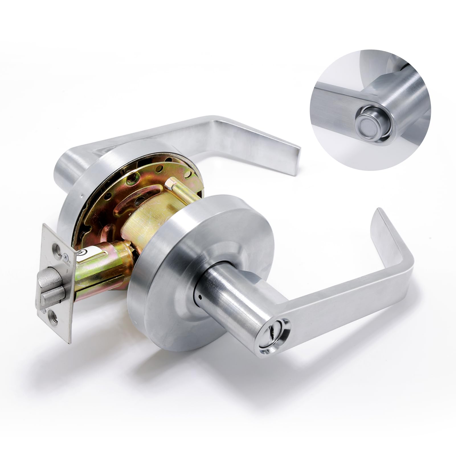 Photo 1 of BSEED Passage Commercial Door Lever Lock, Heavy Duty Grade 2 Lever Handle, ADA Compliant, UL 3 Hour Fire Rated, Non-Handed, Satin Chrome Finish, 2-3/4" Backset for Hallway & Office Doors