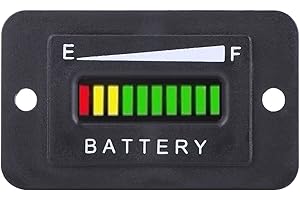 Led Digital Battery Indicator Meter Gauge Cart, 12V/24V/36V/48V Battery Gauge for Cart with Hour Meter(BI001-12/24V)