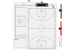 HIGHRAZON Basketball Coaches Clipboard,White Double-Sided Dry Erase Coach Clipboard, Basketball Whiteboard for Coaches, White Board with Marker for Coaches Gift