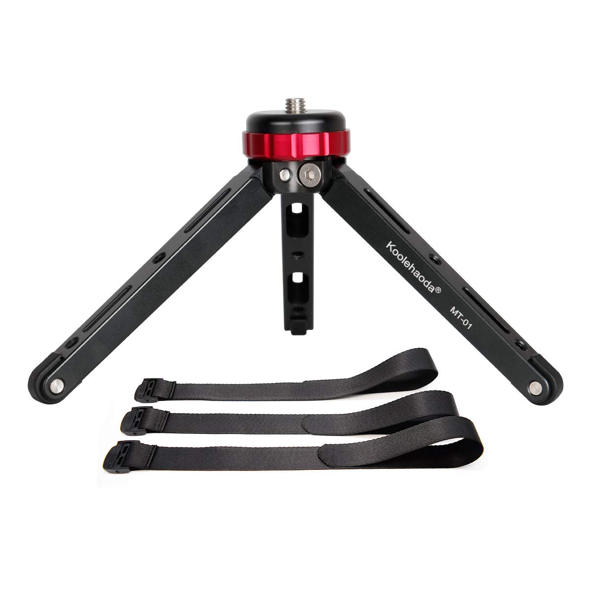 Koolehaoda Mini Tripod Tabletop Metal Tripod with 1/4 and 3/8 Screw Mount and Function Leg Design,Max Load 66lbs,for DSLR Camera,Monopods (MT-01)