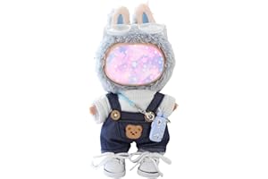 XINBALOVE 17cm Doll Clothes Set (No Doll), 5 Pieces Dress Overalls Outfit Set for 6.7inch Doll Suit, Cute Fashion Hat & Clothes Accessories for 1st/2nd/3rd Gen Doll Play & Display