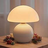 NIORSUN Wireless Mushroom Lamp,Table Lamp for Bedroom, Portables Cordless Lamps,Wireless lamp,Small Bedside Table Touch Lamps for Living Room,Mini Mushroom 5200mAh Battery Operated Lamp Modern (White)
