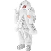 HOMSFOU Christmas Santa Claus Figure Plastic Santa Claus Standing Statue Traditional Xmas Figurine Desktop Ornament for Winter Holiday Xmas Party Favors