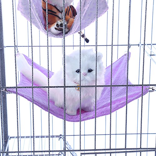 Small Pet Hanging Beds Soft Fleece Hammock with Random Embossing for Hamsters Chinchillas(Random Color) M