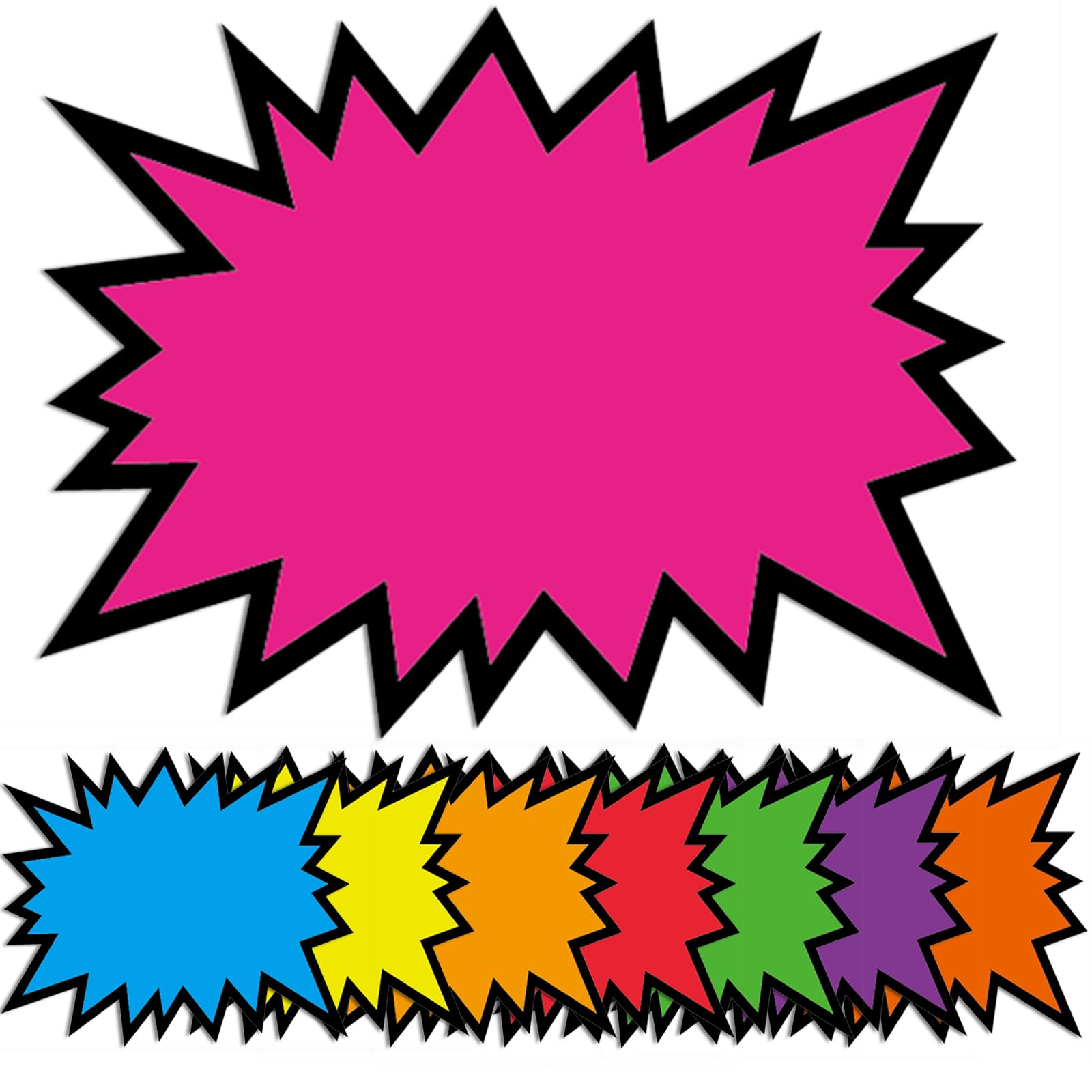 Photo 1 of 5.5x7Inch Neon Signs - 80pcs Burst Star Cutouts for Retail & Garage/Yard Sales - Price Tags & Poster Board Decorations
