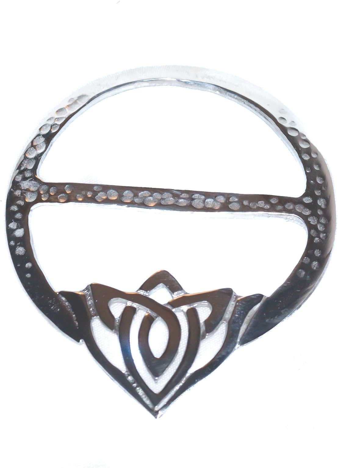 CandybayLarge Celtic Flower Pewter Scarf Sash Plaid Ring - SR1