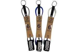 OAM ON A MISSION OAM Premium Regular Surfboard Leash - 6, 7, 8, 9, 10 - Made in The USA, Reg Leash w/Key Pocket, Soft Cuff, Double Swivel, Detachable Rail Saver, Molded Stand Off, Pro Surfer Design