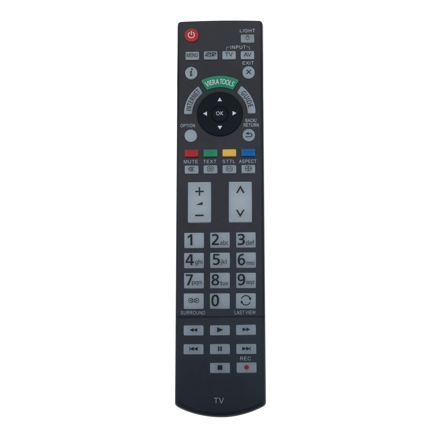 VINABTY N2QAYB000715 Remote Control replacement fit for PANASONIC Viera TX-L42DT50B TX-L42DT50E TX-L42DT50Y TX-L42ET50B TX-L42ET50E TX-L42ET50Y TX-L42ETW50 TX-L42WT50B TX-L42WT50E TX-L42WT50T TV