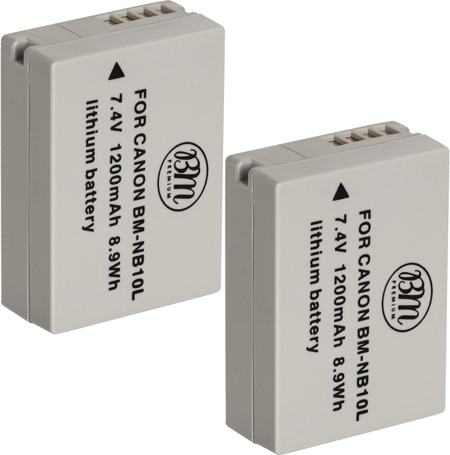 BM Premium (2 Pack) NB10L Battery for Canon PowerShot G1 X, G3X, G15, G16, SX40 HS, SX50 HS