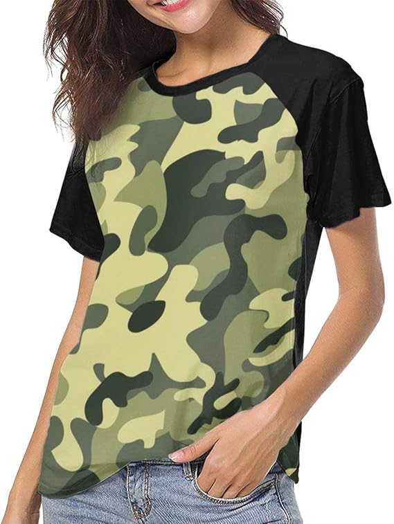 Amazon Co Jp レディース 半袖 Tシャツ 迷彩柄 野球 Tシャツ レディース カジュアル トップス スポーツウェア クルーネック おしゃれ 春夏 服 ファッション小物