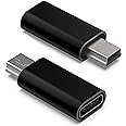 USB C to Mini USB Adapter, Type C Female to Mini USB 2.0 Male Convert Connector Support Charge & Data Sync Compatible GoPro Hero 3+, MP3 Players, Dash Cam, Digital Camera, Receiver etc(2-Pack) Black