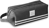 Hoinya Large Pencil Case Canvas 2 Compartments Grey