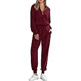 PRETTYGARDEN Women's 2 Piece Sweater Set Pullover Zip Up Sweatshirt Jogger Sweatpants Tracksuit Casual Outfit