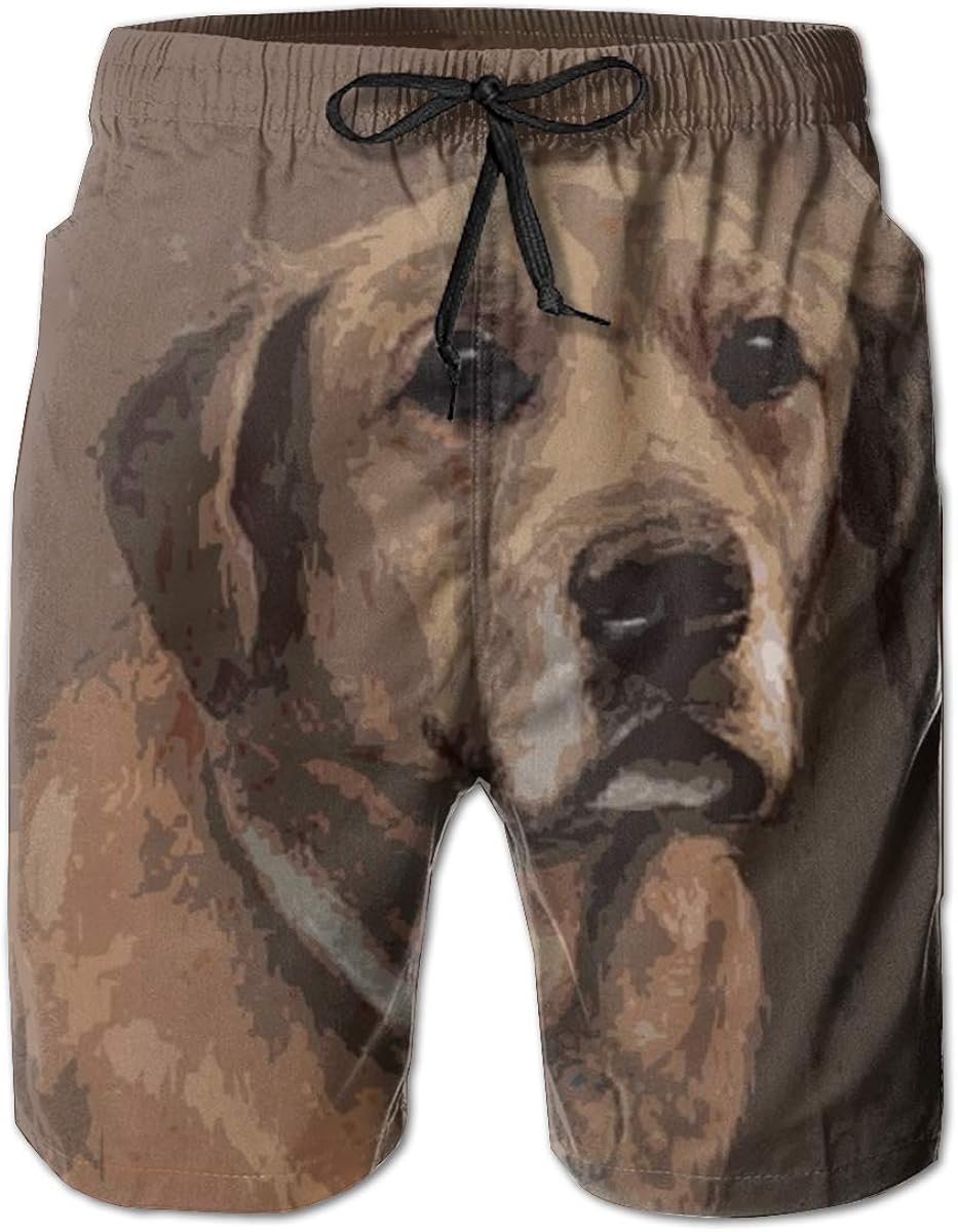 Dog Art Men's Fashion Swim Trunks Summer Athletic Beachwear