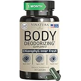 VINATURA Body Deodorizing Supplement for Women - Magic Chlorophyll Pills for Body Odor Eliminator, it Works for Her Internal Deodorant, 30 Capsules