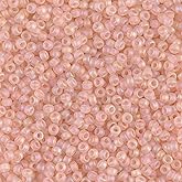 Pale Pink AB Matte Miyuki Japanese round rocailles glass seed beads 11/0 Approximately 24 gram 5 inch tube