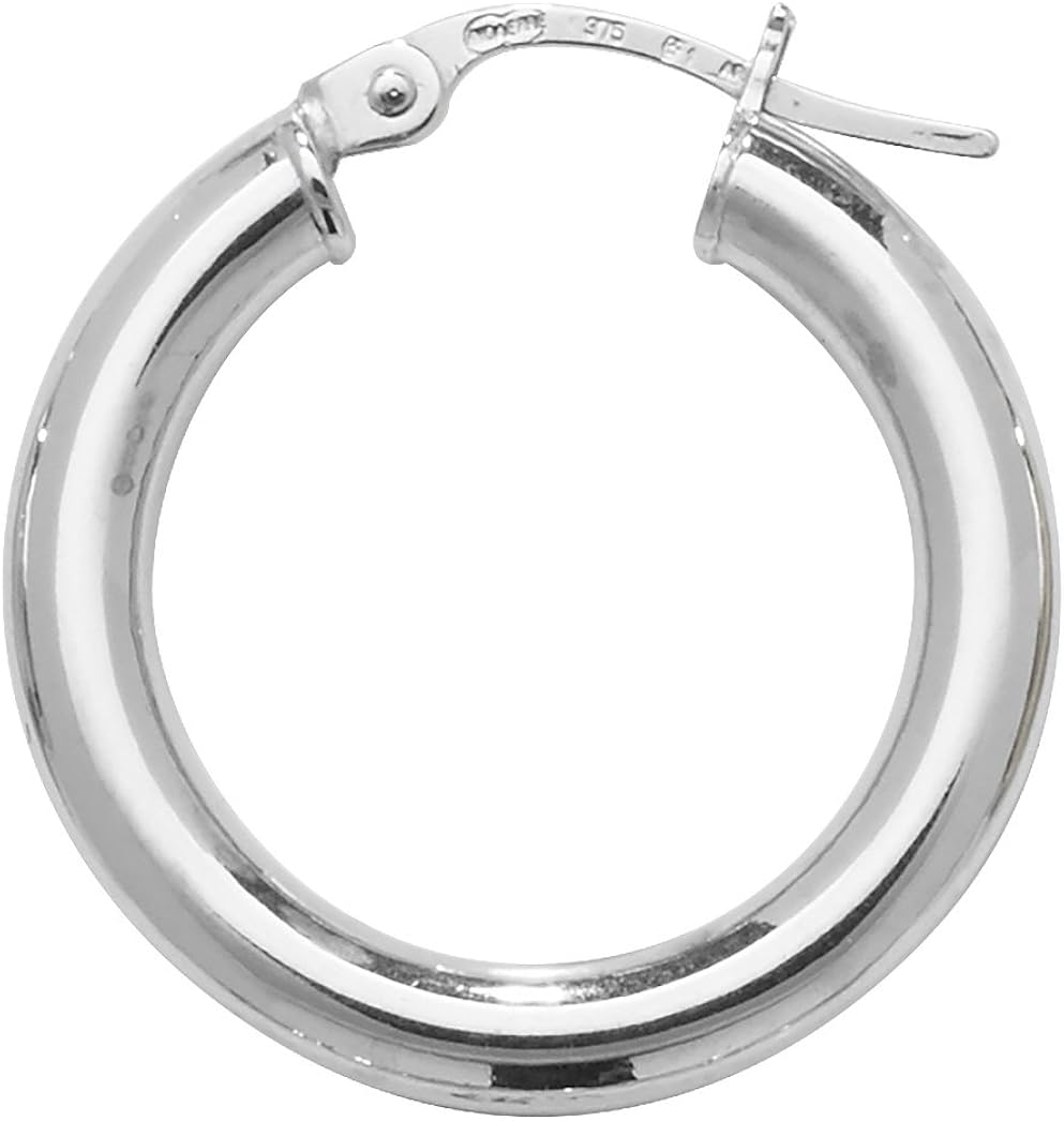 9ct White Gold Large Plain Hoop Earrings Amazon.co.uk Jewellery