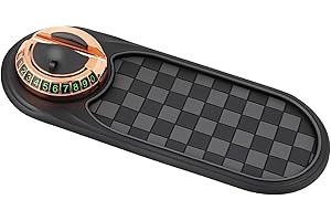 LOUPAI Multifunction Car Anti-Slip Mat,Portable Electronic Device Mount,Universal Phone Holder,Rotatable Anti Skid Car Dashboard Pad with Temporary Parking Numbe for Phones, Keys, Gadgets (Gold)