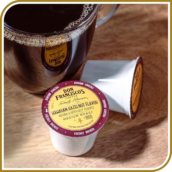 DON FRANCISCO’S HAWAIIAN HAZELNUT FLAVORED COFFEE PODS, 24 COUNT, MEDIUM ROAST, COMPATIBLE WITH KEURIG BREWERS