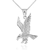 American Heroes Fine 925 Sterling Silver Eagle Landing Pendant Necklace