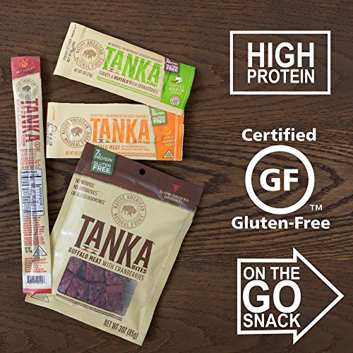 Gluten Free Meat Bar Bites with Buffalo and Cranberries, Beef Jerky Alternative, Chile Caliente by Tanka, 3 Ounce Bag, Pack of 6