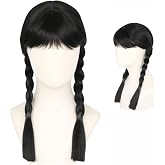 Tatibana Girls Kids Long Straight Black Braided Wig with Bangs Synthetic | for ages 12 and above, around 200g, 23 inches long, adjustable, made of heat resistant fiber, easy to organize, role playing