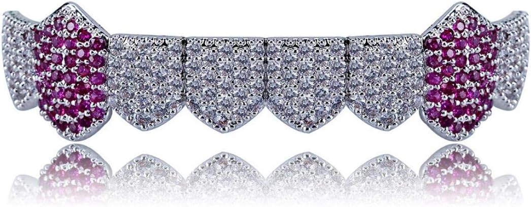 YJYdada Hip Hop Grills Gold Silver Color Iced Out Micro Pave Full Teeth Bottom Charm Jew (A)