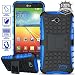 ElBolt TM 3 in 1 Bundle LG Optimus L70 (Metro PCS ) / Optimus Exceed II (Verizon) / Dual D325 / Ultimate 2 (Straight Talk) Armor Grenade Stand Hard Gel Case - Blue (Free Ultra-Sensitive Stylus Pen and Premium Screen Protector by BeautyCentral TM)